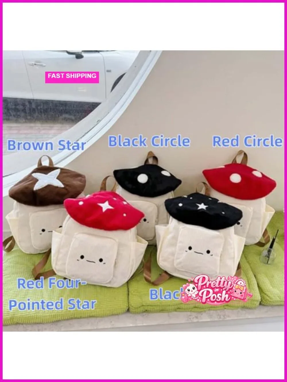 Kawaii Mushroom Shaped Backpack Crossbody Bag Corduroy